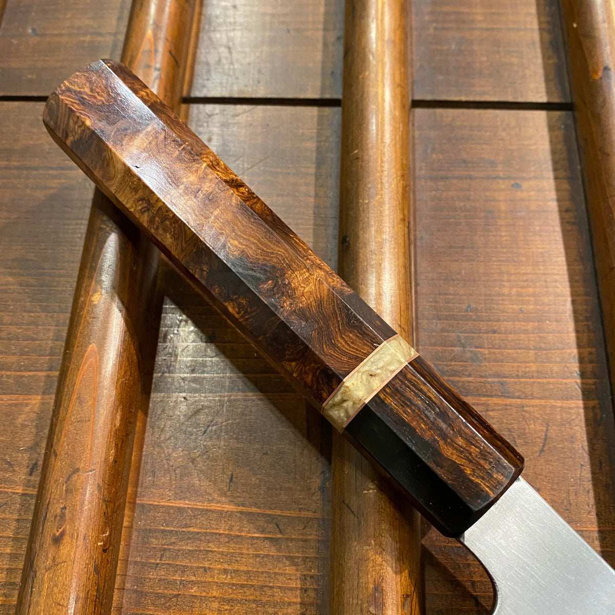 Shigehiro Shigehiro 240mm Gyuto (Yoshikazu Ikeda) Shirogami 2 Custom Handle ...