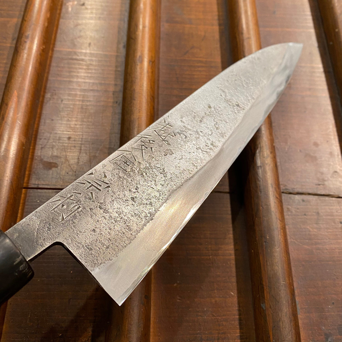 Munetoshi Sanjo 210mm Gyuto Shirogami 2 Iron Nashiji