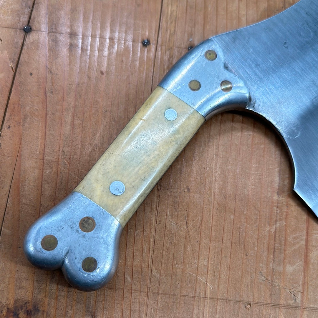 Handmade 6" Cleaver Carbon Steel Aluminum Copper Paper Micarta 1930s-50s