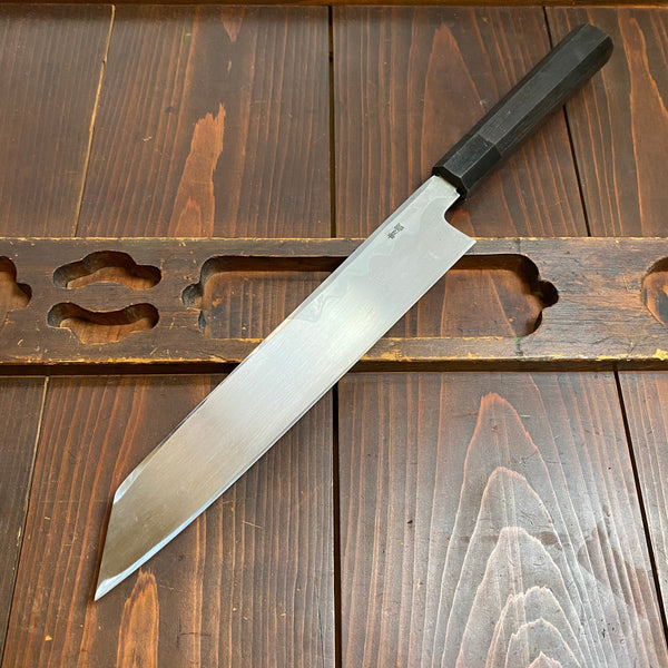 Konosuke Fujiyama 270mm Kiritsuke Aogami 2 Suminagashi Ebony Horn