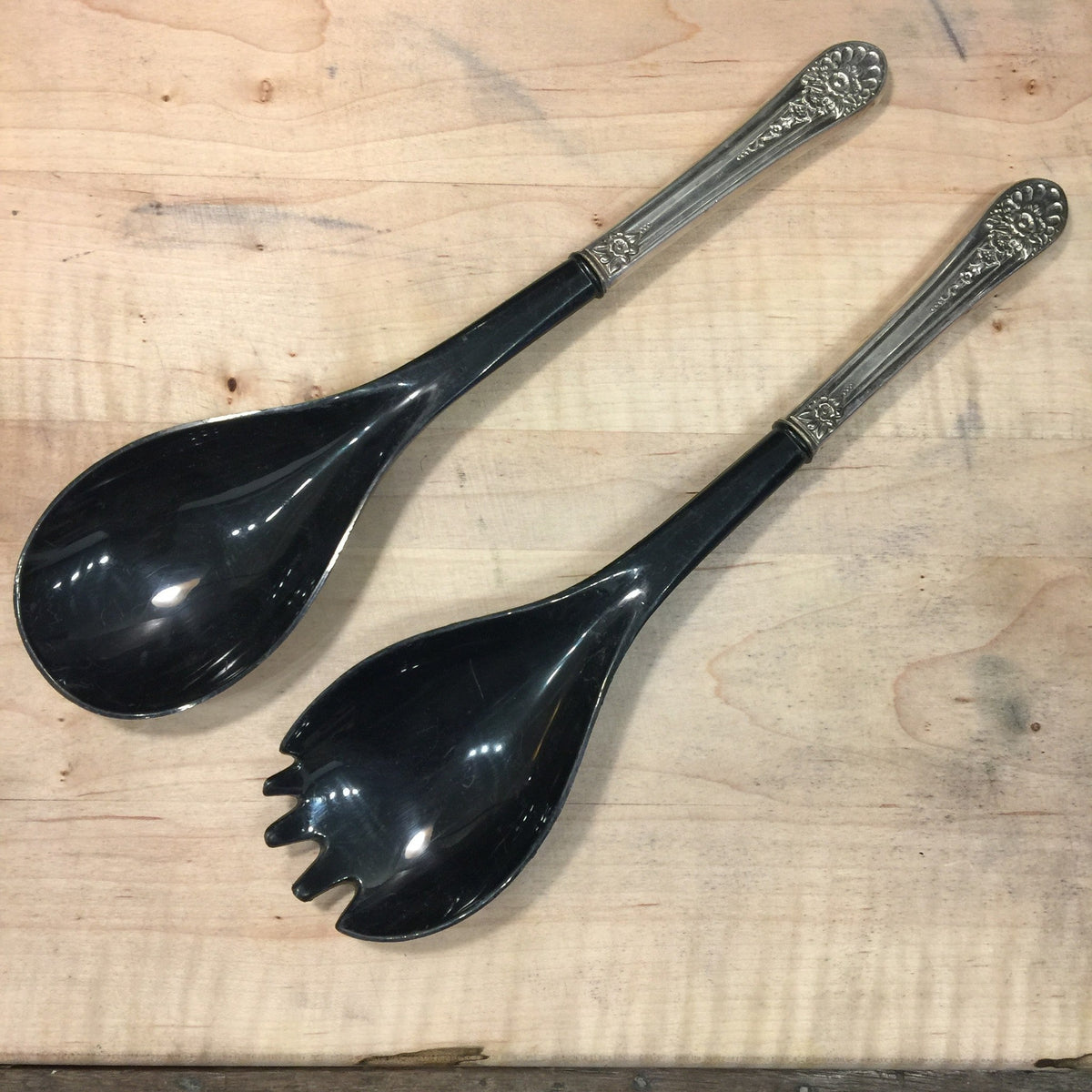 Salad Serving Set Plastic & Silverplate