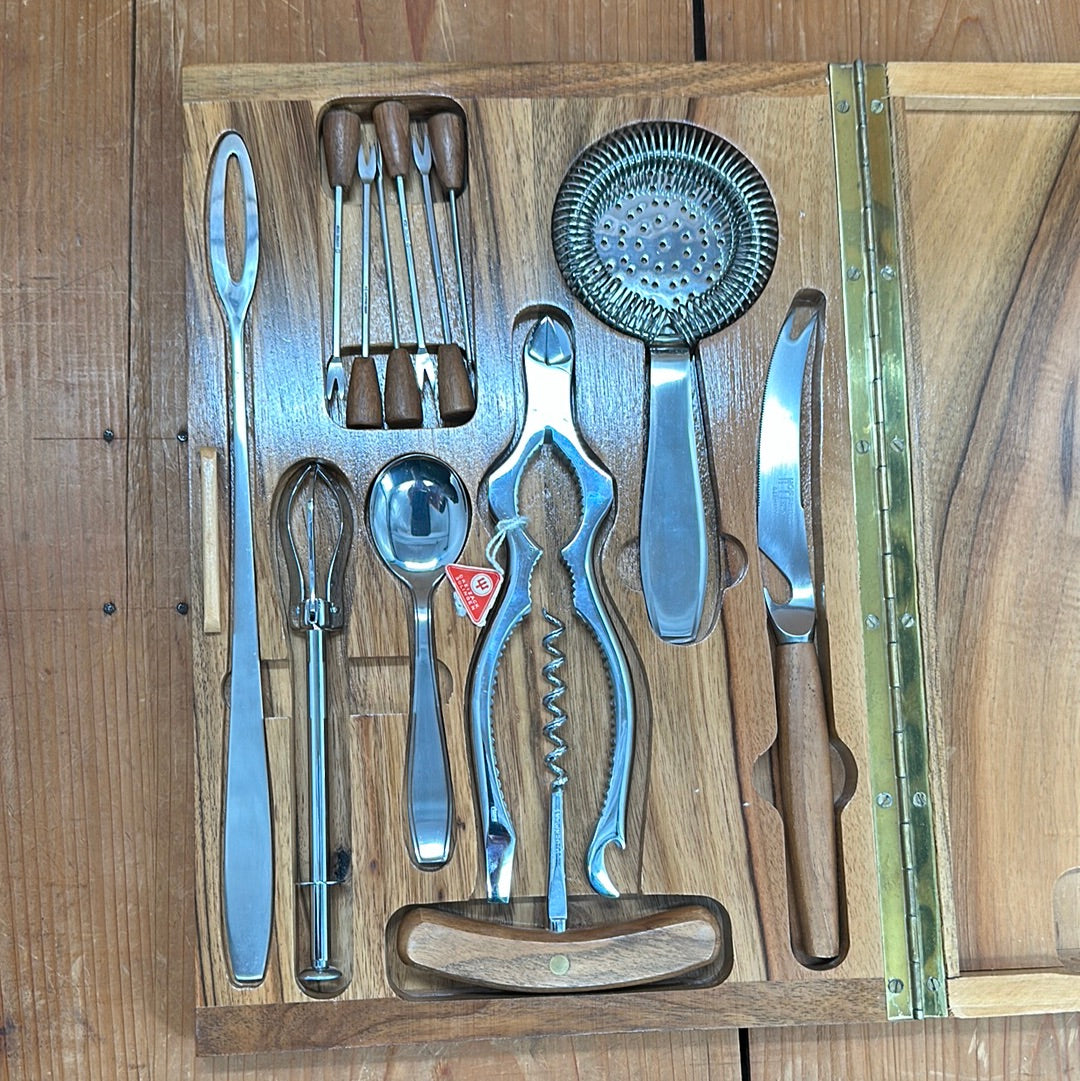 New Old Stock Wusthof / Hoffritz Bar Set In Box Danish Modern 1950s-60s