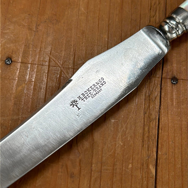 Vintage H Boker & Co Tree Brand 6" Carving Knife Carbon Mother of Pearl 1920-30