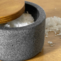 Concrete Salt Cellar with Wooden Lid