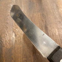 Unmarked American 8” Bullnose Butcher Hand Forged Carbon Steel Rosewood 1930-50s