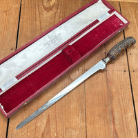 Joseph Rodgers 11" Salmon / Ham Flexible Slicer Stainless Stag Sheffield In Box 1950s-60