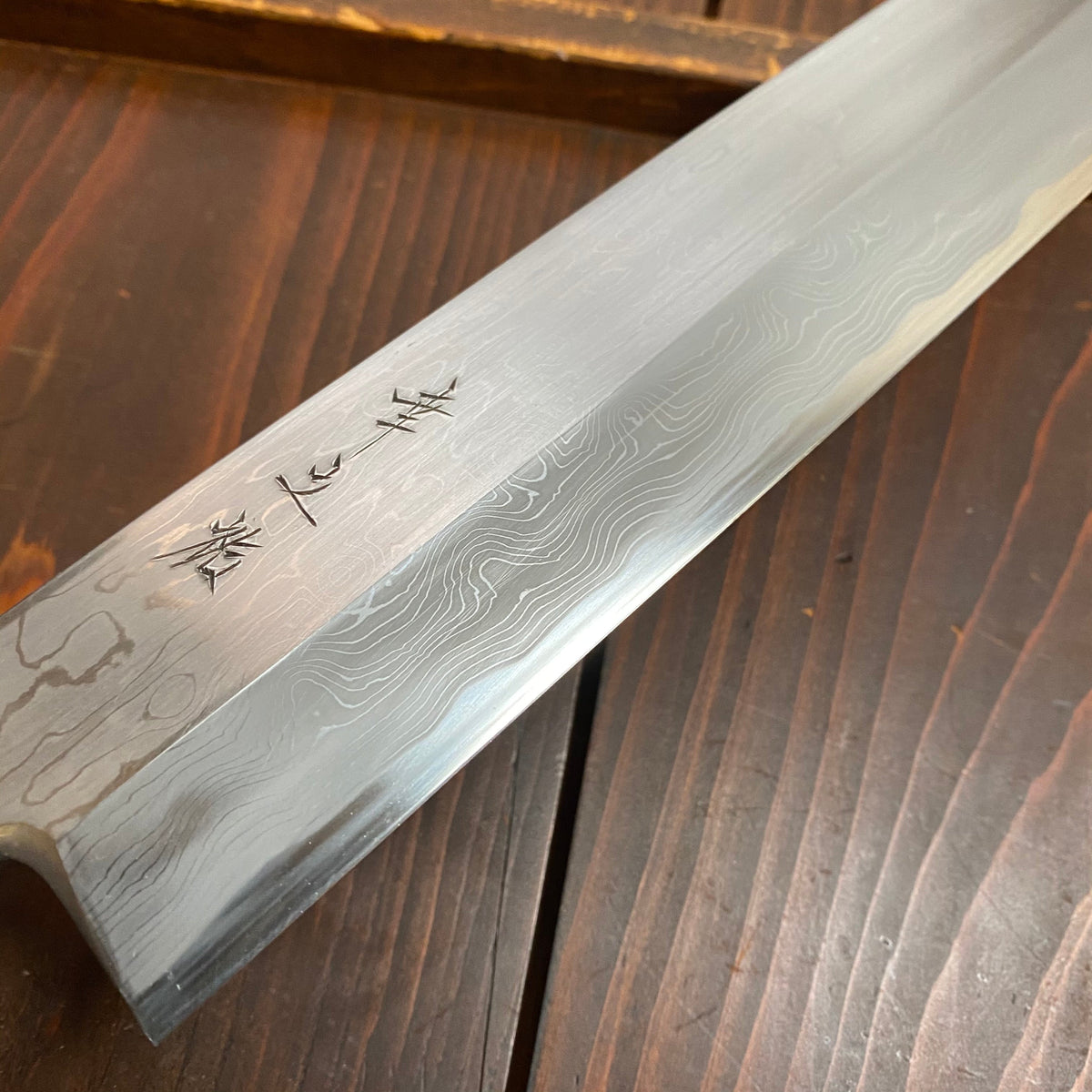 Konosuke Fujiyama 270mm Kiritsuke Aogami 2 Suminagashi Ebony Horn