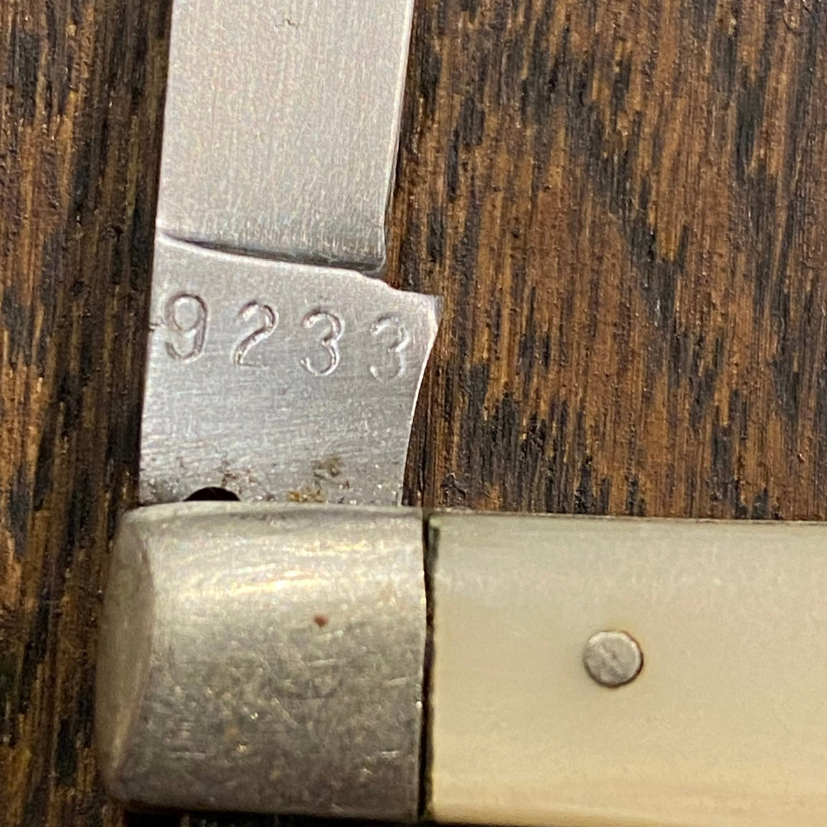 Case XX USA 2 7/8” Serpentine Pen 9233 Carbon Blades Pearl Celluloid Scales 1965-70