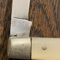 Case XX USA 2 7/8” Serpentine Pen 9233 Carbon Blades Pearl Celluloid Scales 1965-70