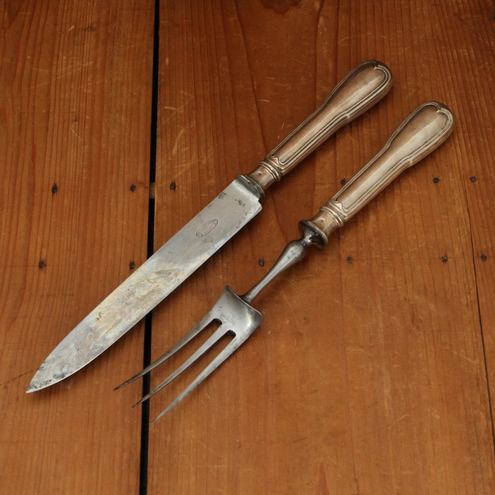 【銀P】フランス カイヤールバヤール ナイフ&フォーク計12点 Antique Cailar Bayard Paris Carving Set Chignon Silver – Bernal