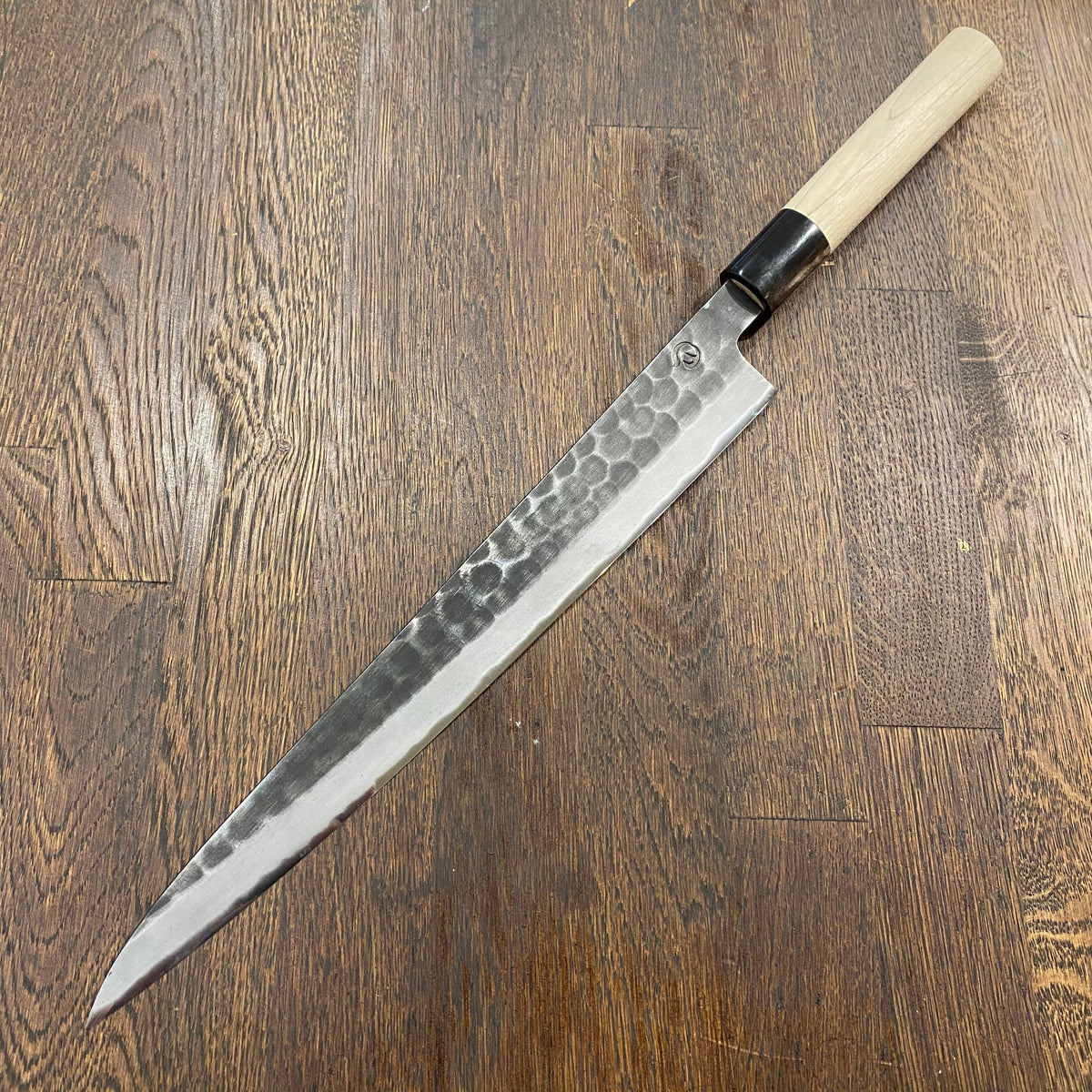 Trade in Mutsumi Hinoura Ajikataya 270mm Sujihiki Shirogami 2 Tsuchime Ho / Horn Handle