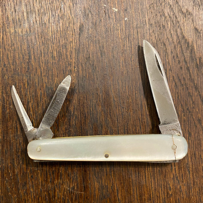 Miller Bros 3.25" Sleeveboard Whittler Carbon Steel Mother Of Pearl 1872-1926