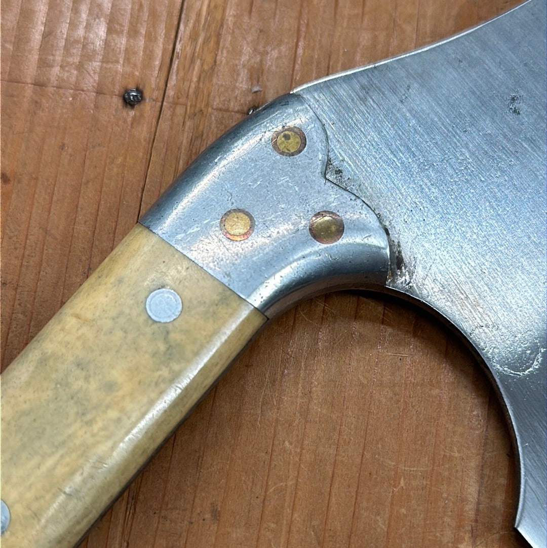 Handmade 6" Cleaver Carbon Steel Aluminum Copper Paper Micarta 1930s-50s