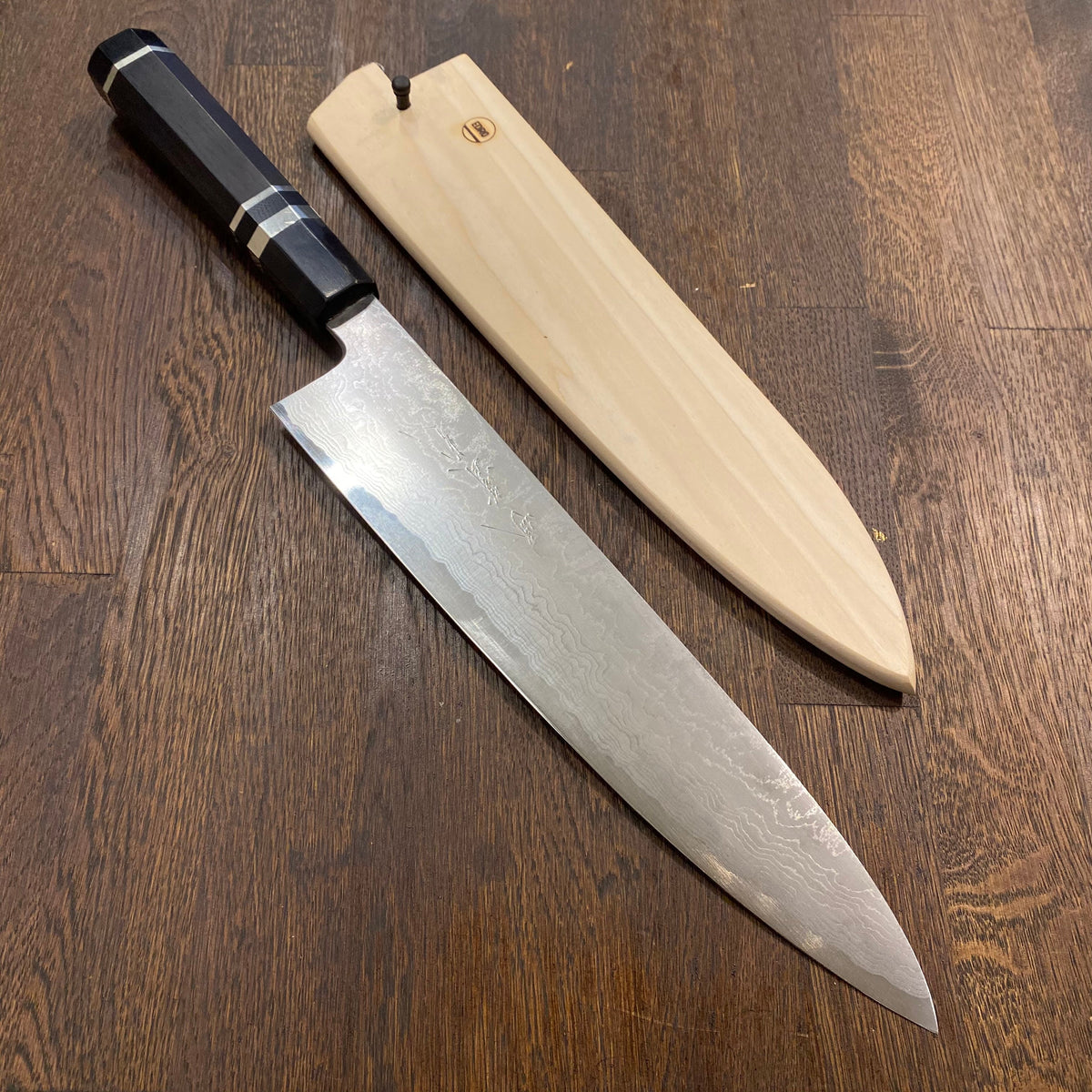 Trade in Jikko 270mm Gyuto Aogami 2 Suminagashi Ebony / Nickel / Micarta Handle