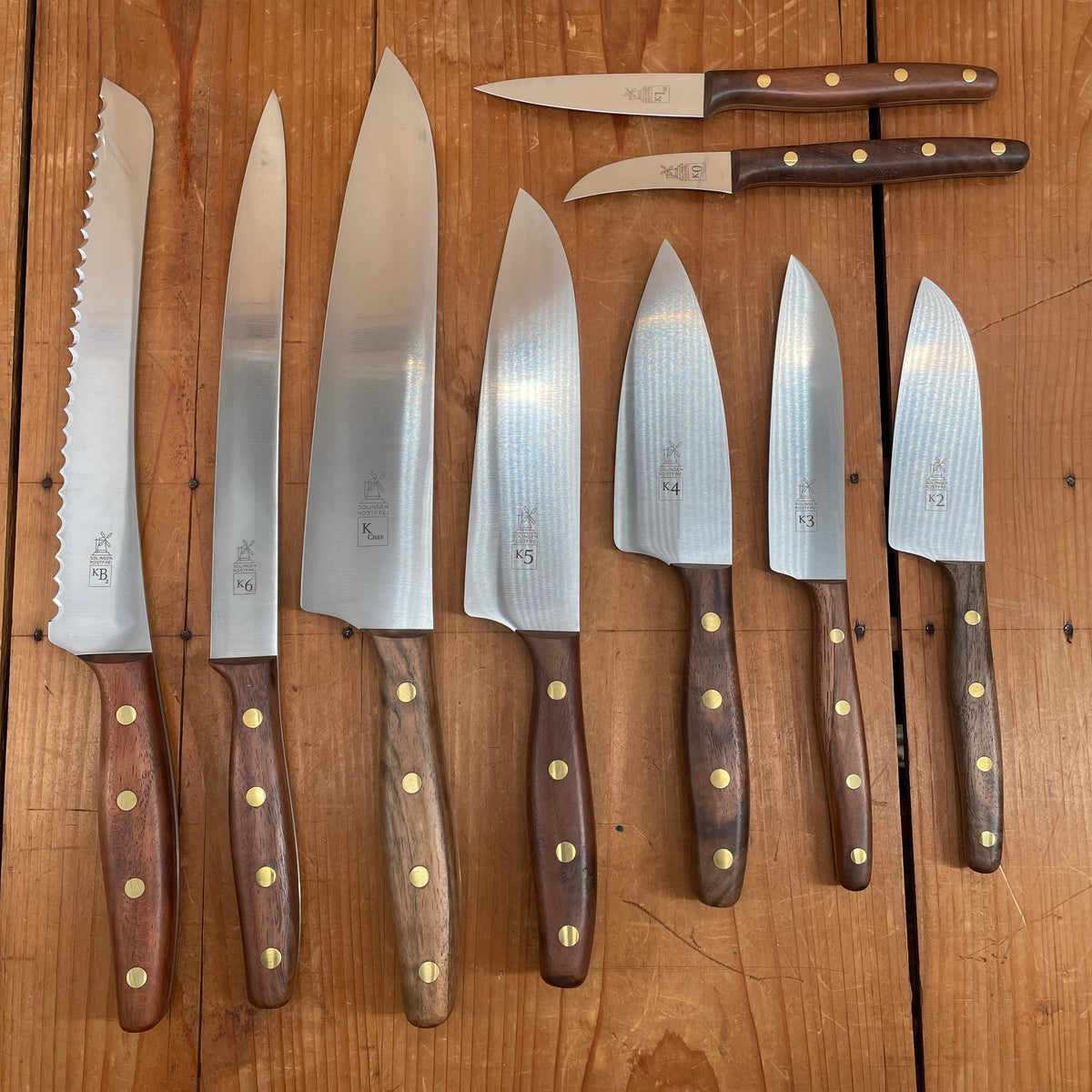 Windmühlenmesser K Series Stainless Walnut Knife Set - 9 Pieces