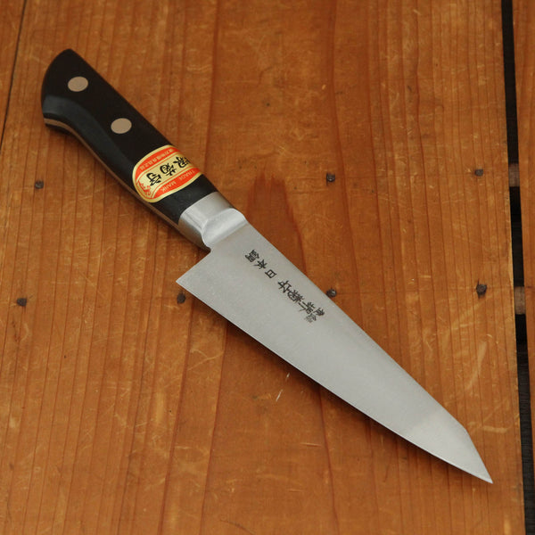 Carbon steel rounded kitchen knife 11cm with boxwood handle