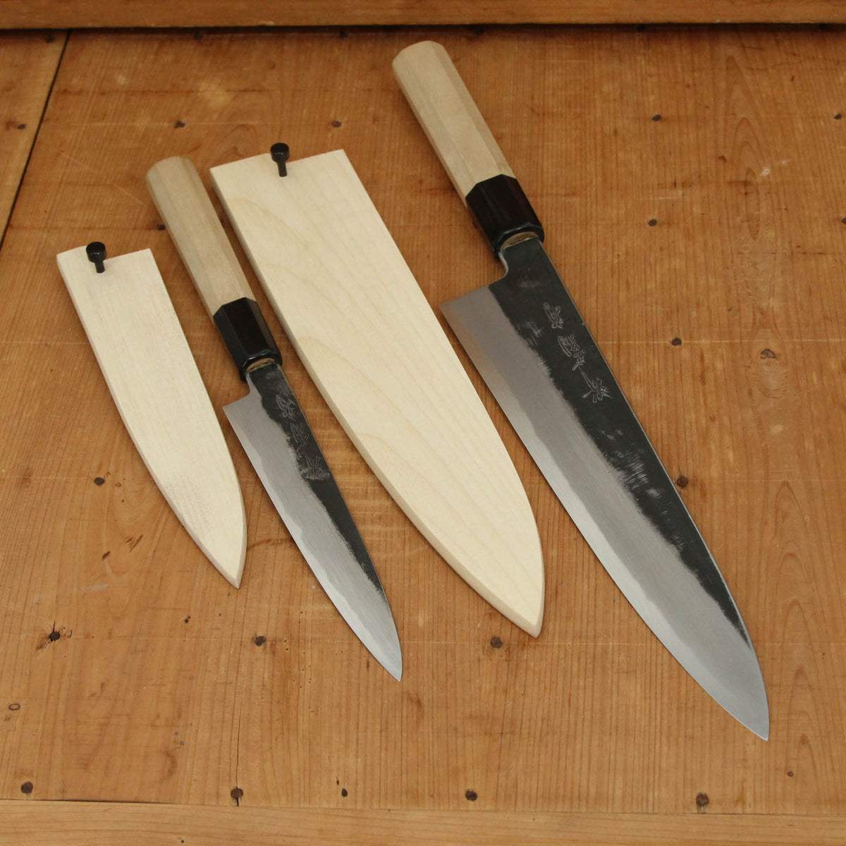 Sakai Kikumori Nakagawa Shirogami 1 Kurouchi 2 Knife Set