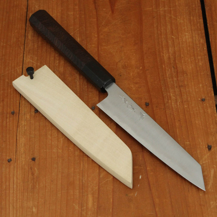 Sakai Kikumori Yugiri 150mm Kiritsuke Petty Stainless Clad Aogami 1 Ebony with Saya