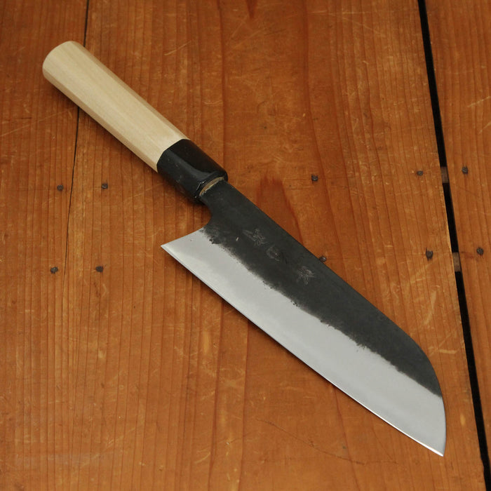 Sakai Kikumori 180mm Wa Santoku Shirogami 1 Kurouchi