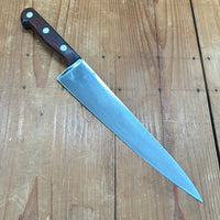 K.C. Seelbach 10.25” Chef Knife Carbon Steel Rosewood Solingen 1950s 60s