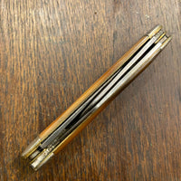 Powr-Kraft 4" Stockman Carbon Steel Blades Butterscotch Celluloid 1939-50s