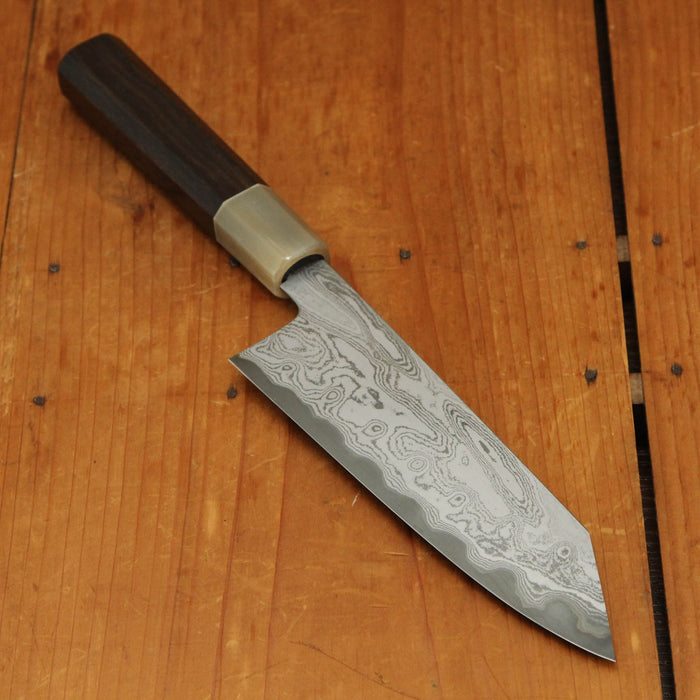 Nakagawa 180mm Bunka Aogami 1 Damascus Dark Etch Ebony Handle