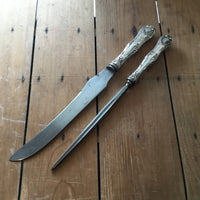 German Carving Knife and Steel Sterling Pat 1893