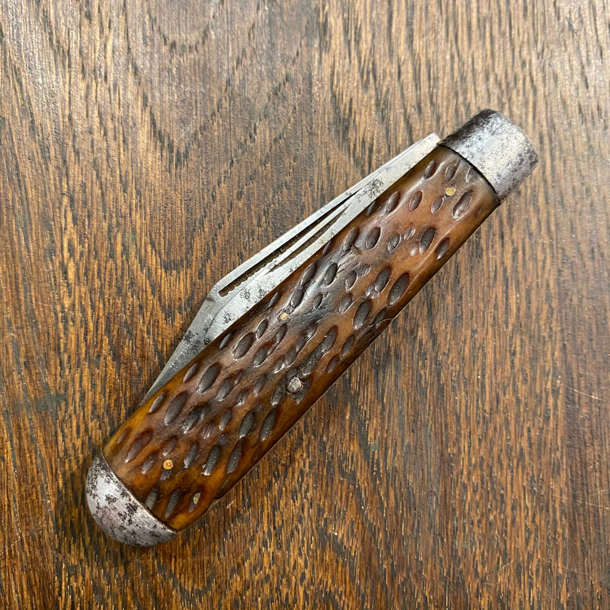 Hibbard Spencer & Bartlett  OVB 3 1/2” Jack Carbon Blade Bone Scales 1875-1925