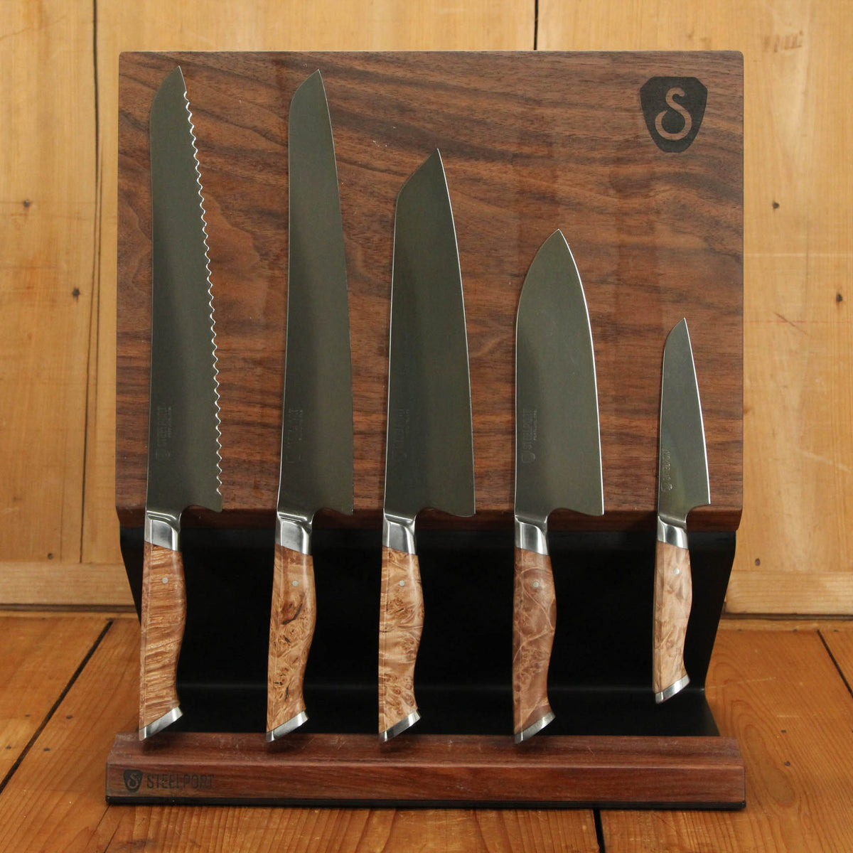 Steelport Full Family Knife Set 52100 Carbon Steel Stabilized Maple