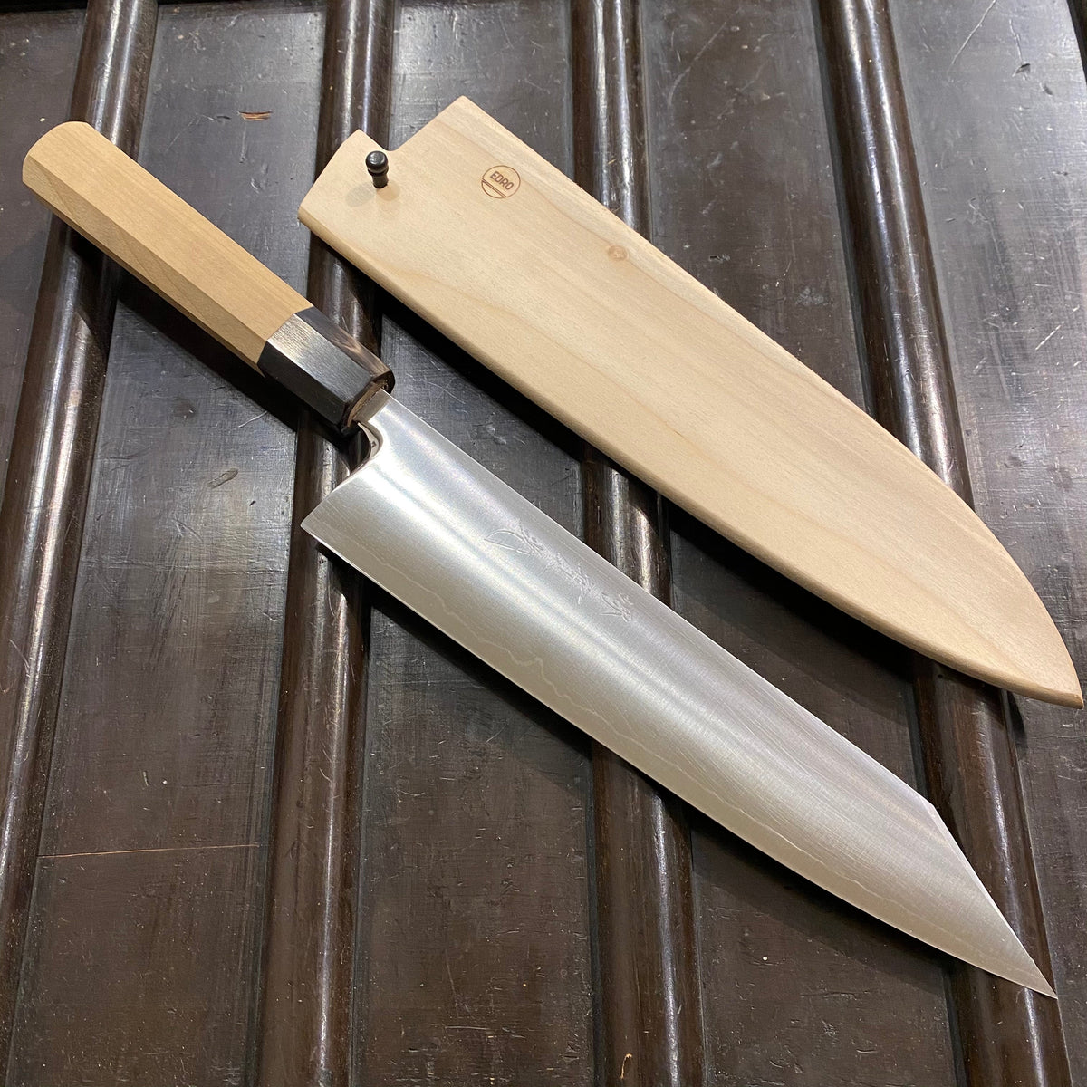 Jikko 230mm Kiritsuke Wa Gyuto R-2 Stainless Powder Metal w saya