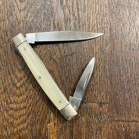 Case XX USA 2 7/8” Serpentine Pen 9233 Carbon Blades Pearl Celluloid Scales 1965-70