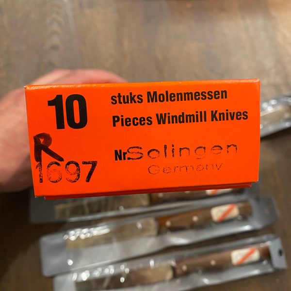 Windmühlenmesser New Old Stock 4.25" Tomato Knife Round Tip Stainless Palissander 1960-80 - 5 Pieces