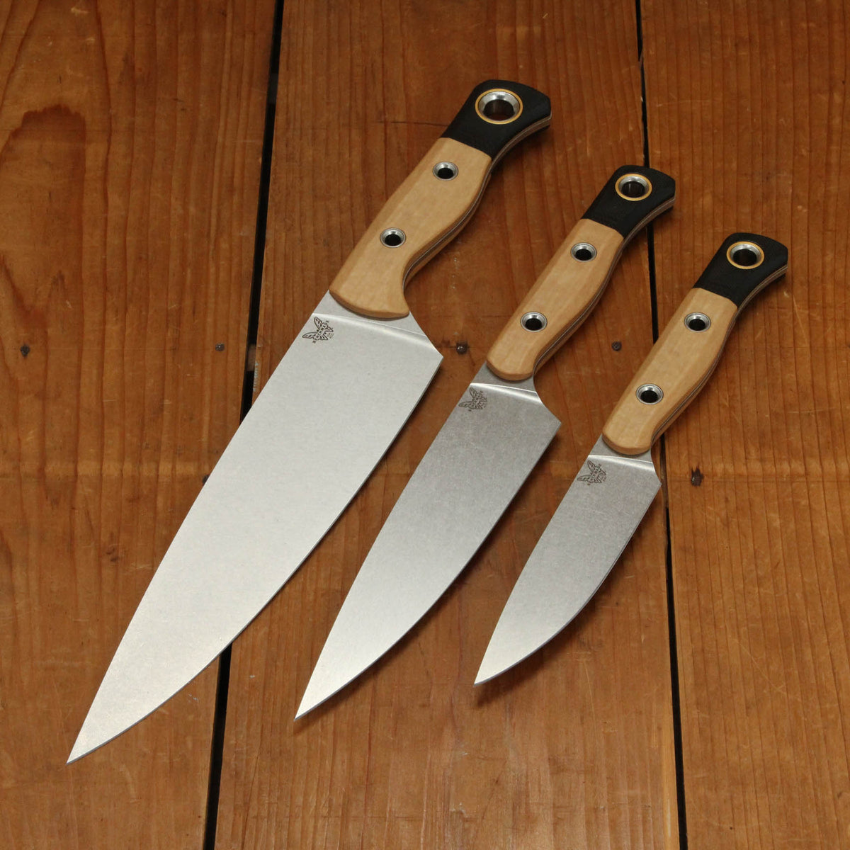 Benchmade Cutlery Drop Point CPM-154 Fixed Blade Maple Valley Richlite Handle Knife Set - 3 Pieces