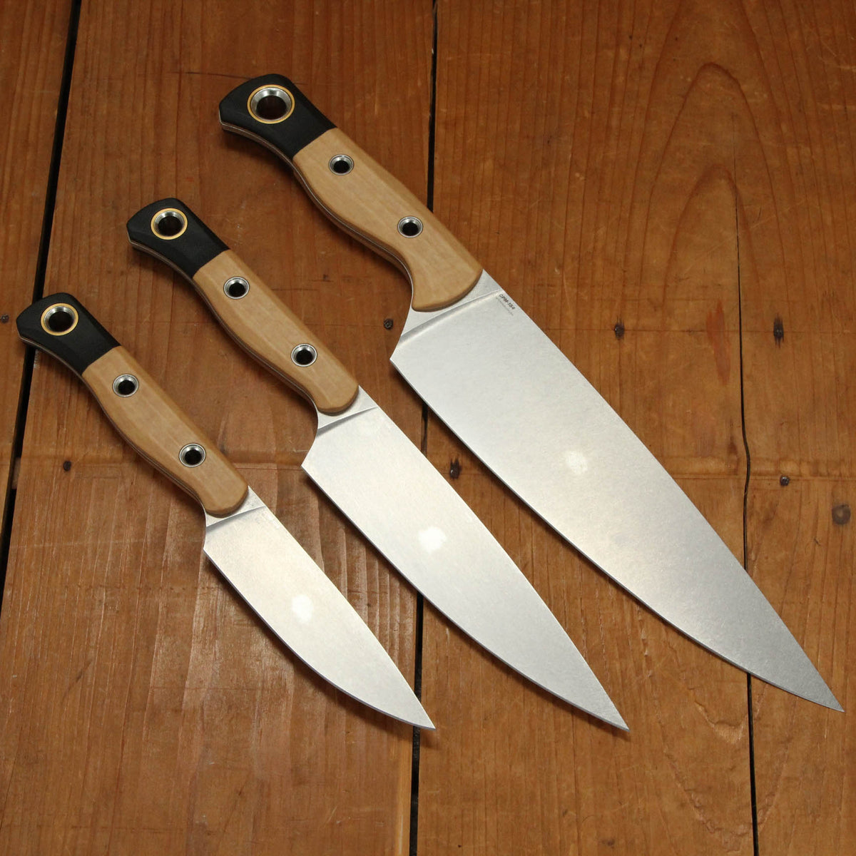 Benchmade Cutlery Drop Point CPM-154 Fixed Blade Maple Valley Richlite Handle Knife Set - 3 Pieces