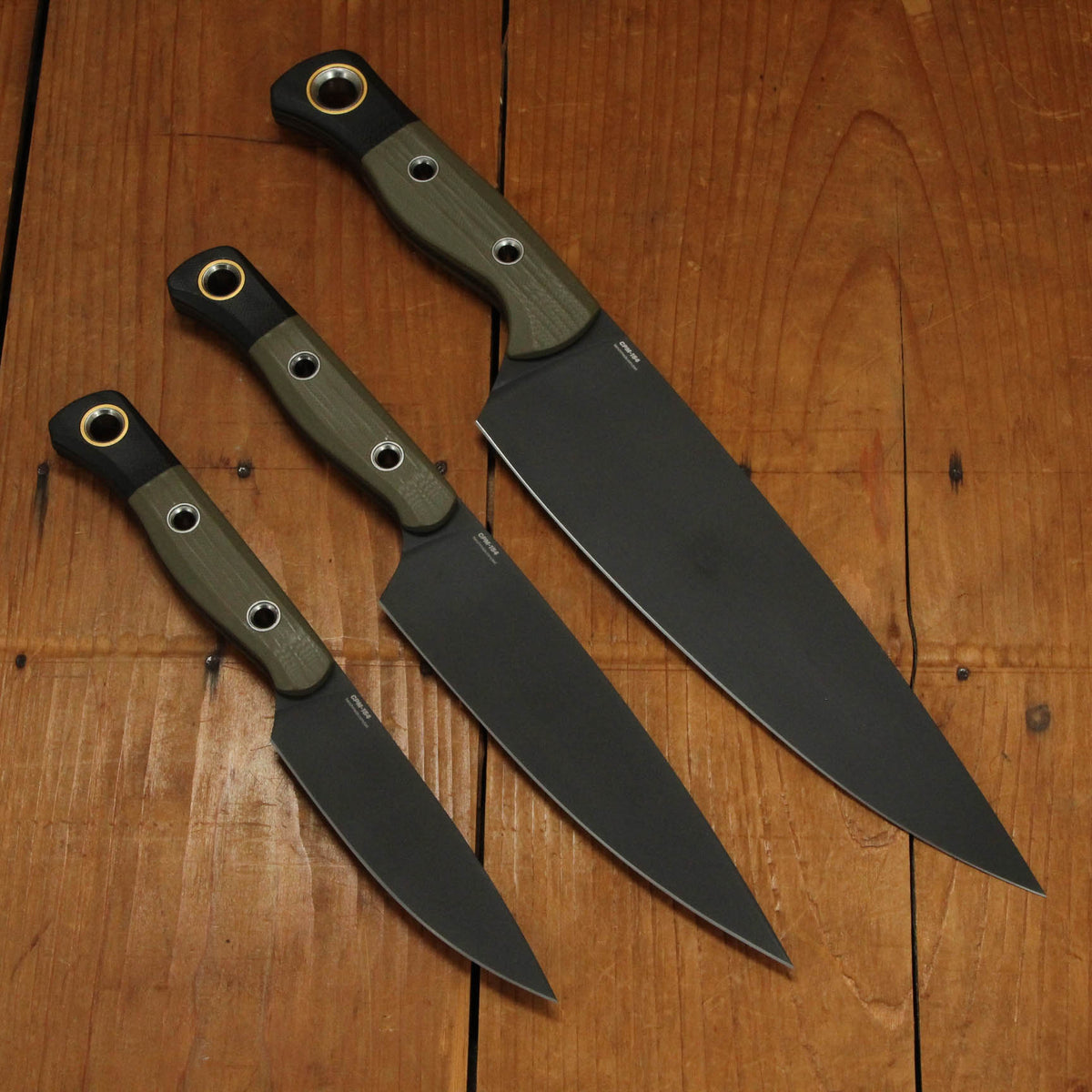 Benchmade Cutlery Drop Point CPM-154 Fixed Blade OD Green G10 Handle Knife Set - 3 Pieces