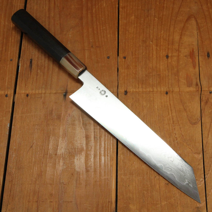 Takada no Hamono 240mm Kiritsuke Gyuto Aogami 1 Suminagashi Ebony Octagonal