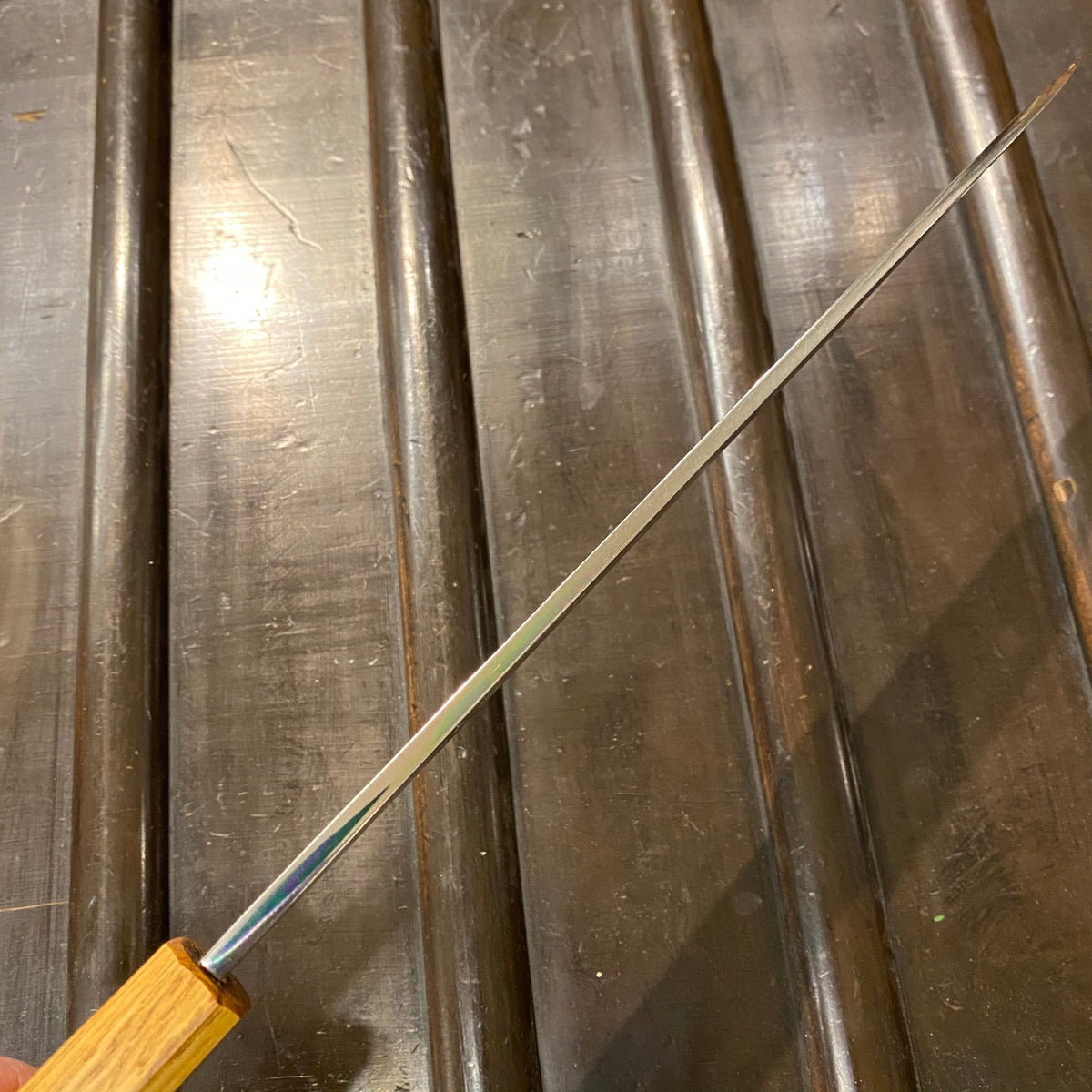 Kikumori 270mm Yanagi Rain Drop Suminagashi Octagonal Oak