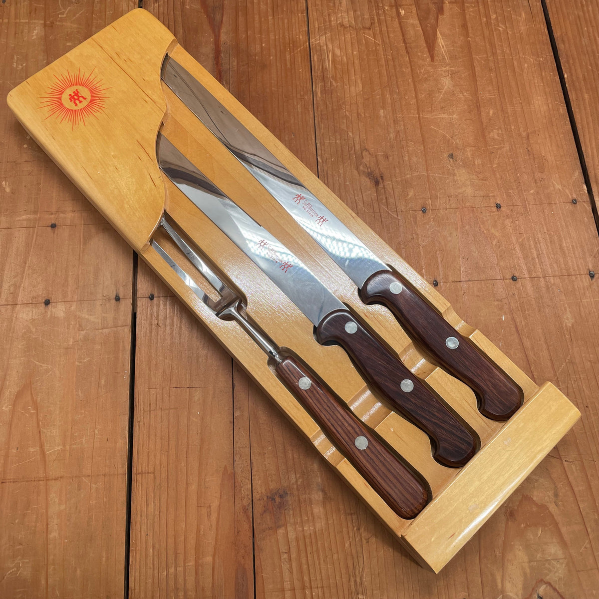 New Old Stock J A Henckels 3pc Carving Set SuPERfection No Stain Solingen 1950s 60s