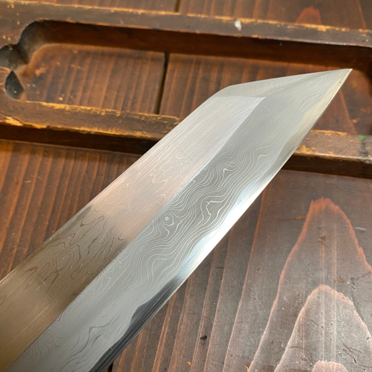 Konosuke Fujiyama 270mm Kiritsuke Aogami 2 Suminagashi Ebony Horn