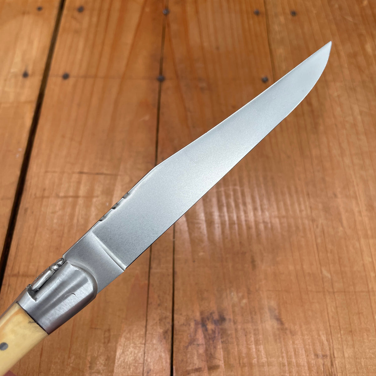 Au Sabot Laguiole Steak Knife Set 6 Mixed Wood In Oak Box