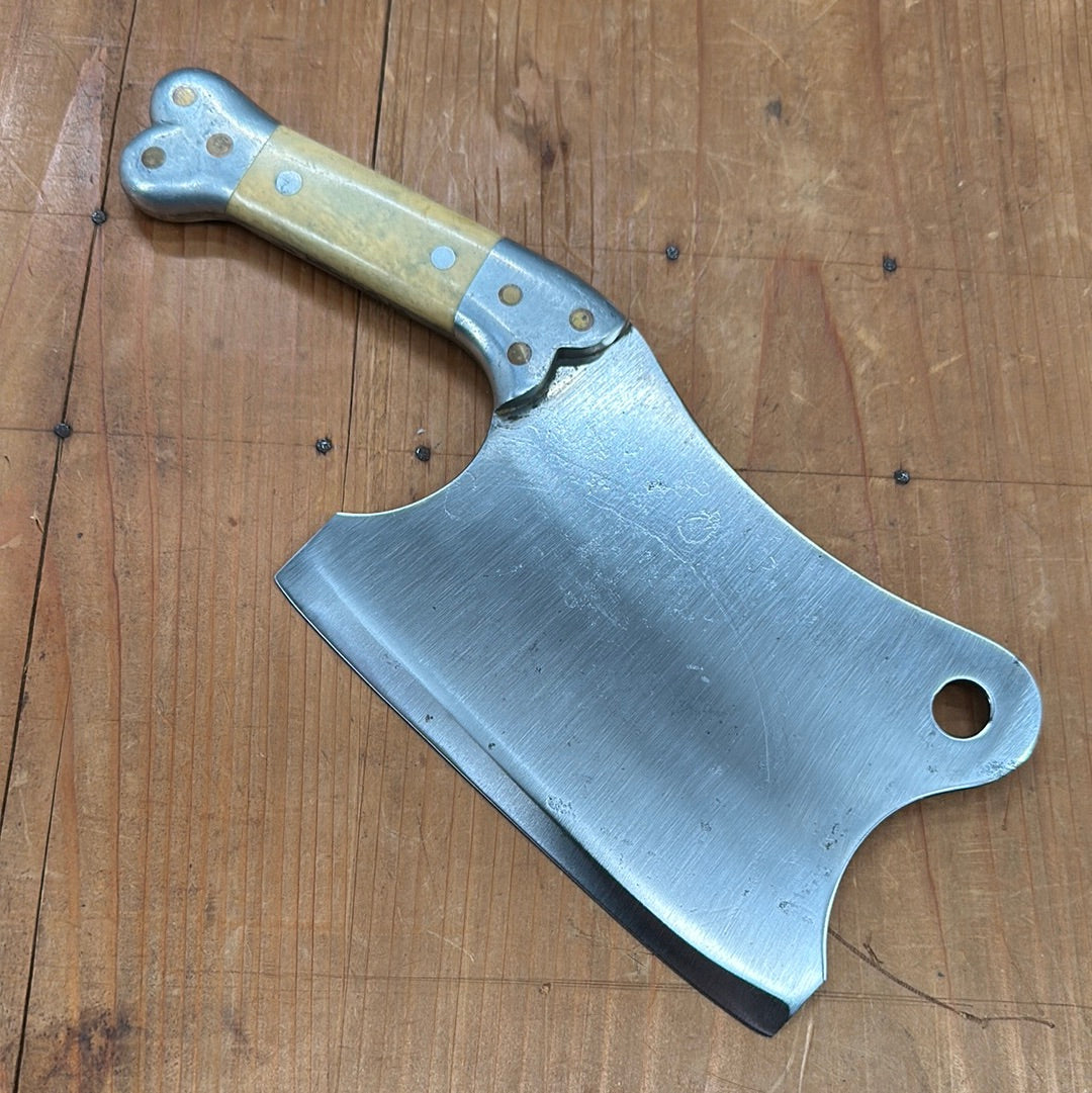 Handmade 6" Cleaver Carbon Steel Aluminum Copper Paper Micarta 1930s-50s