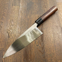 Furinkazen 190mm Deba Shirogami 2 Tsuchime Kurouchi Rosewood Oval Handle