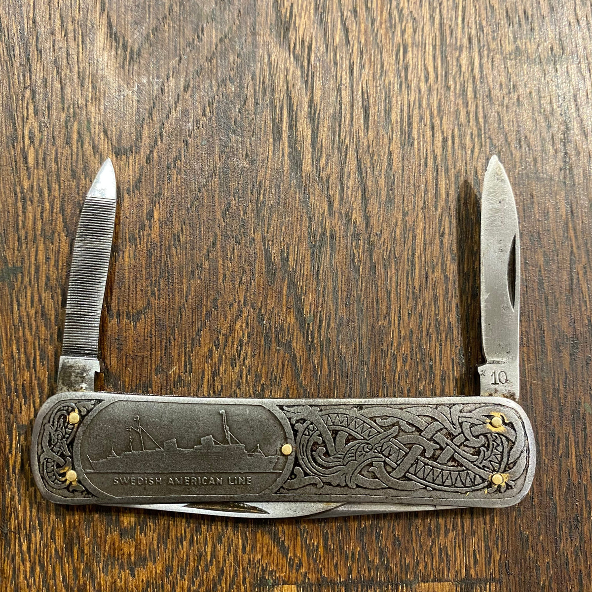 Emil Olsen 3 1/4” Lobster Pen Carbon Blades Nordic Steel Pattern Scales 1920s