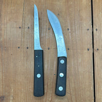 J A Henckels Butcher's Pair Boning & Skinning Knives Carbon Steel with Sheath