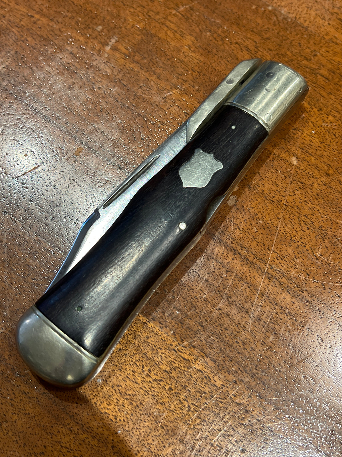 Historically Inaccurate Re-Bladed Coke Bottle Folding Hunter Carbon Steel Nickel Ebony USA 1880s-1920s