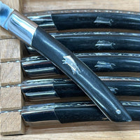 Le Thiers Steak Knife Full Guilloche Ebony & Boar Inlay Set 6