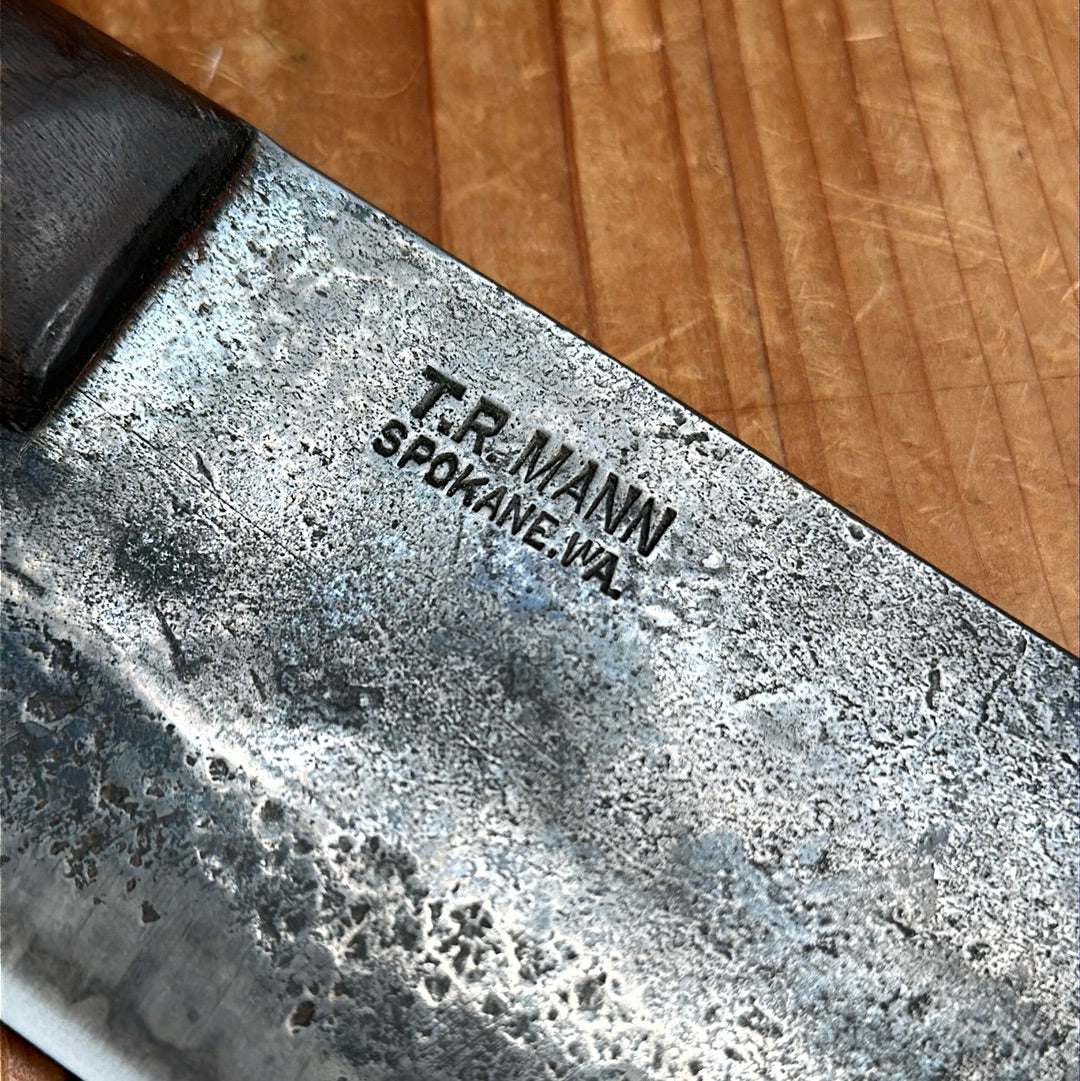 T R Mann 12” Lobster Splitter Heavy Chef Knife 1890-1930s? Spokane, Washington