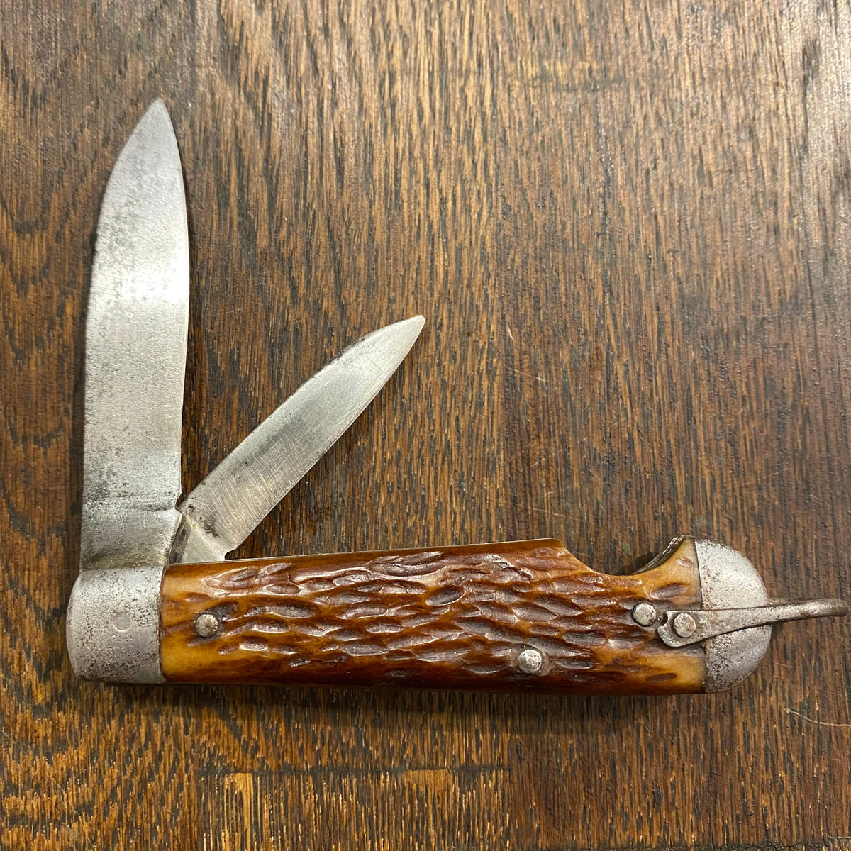 Imperial 3 3/8” Easy Opener Jack Carbon Blades Bone Scales US WW2 Issue