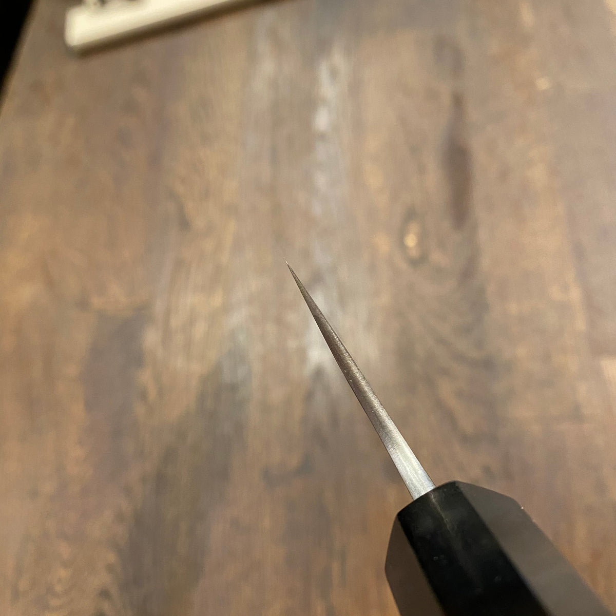 Konosuke Madei Sumiiro 210mm Gyuto SLD Kurouchi Nashiji - by Nihei - BLACK Horn Ferrule W/ Saya