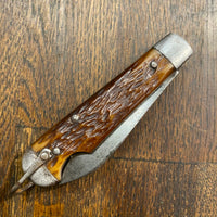 Imperial 3 3/8” Easy Opener Jack Carbon Blades Bone Scales US WW2 Issue